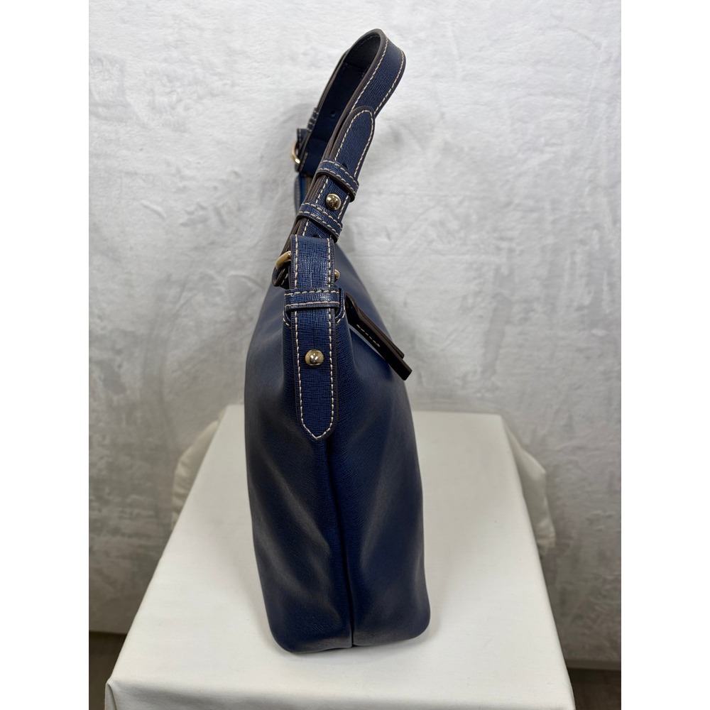 Dooney & Bourke Saffiano Leather Hobo Bag Purse Navy Blue Large Shoulder Bag - Picture 6 of 15